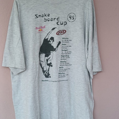 Super-T Pre-Shrunks Snake Board Cup 1995 vintage grey T-shirt XL