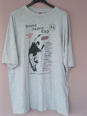 Super-T Pre-Shrunks Snake Board Cup 1995 vintage grey T-shirt XL