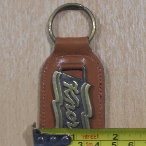 Knorr old advertising used metal and leather keychain