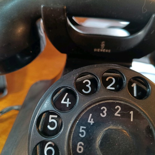 Siemens vintage bakelite telephone device used, authentic
