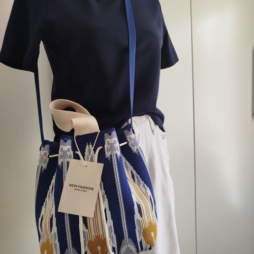 Ethnic shoulder bag new, beige and blue