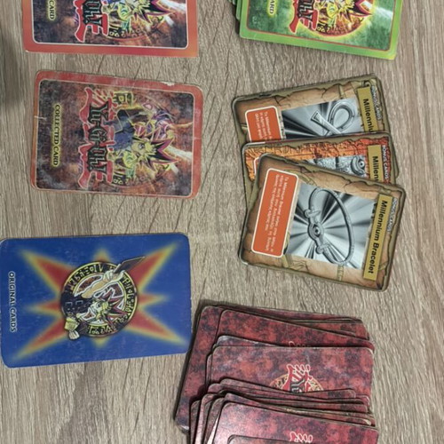Yu-Gi-Oh! cards used, old collections with 34 green and 32 red backs