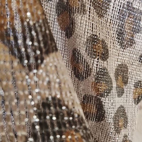 Metallic leopard kimono with fringes, one size
