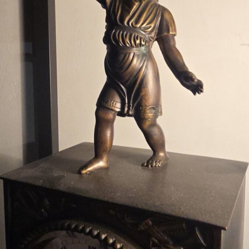 Bronze Pendulum Clock Refurbished, 37 cm Height, 8 Day Movement