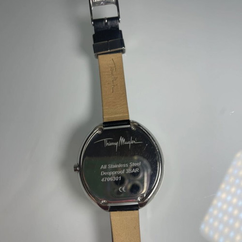 Thierry Mugler double wrap wristwatch black leather like new