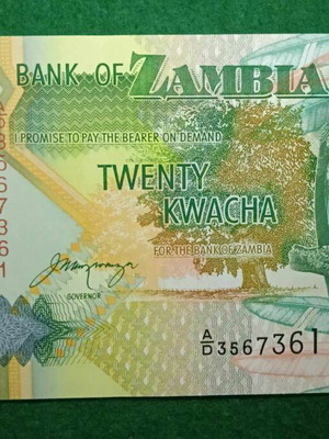 Zambia 20 Kwacha 1992 banknote unc