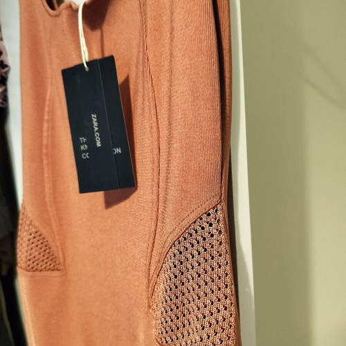 Zara bodycon dress new brown orange large with smaller fit