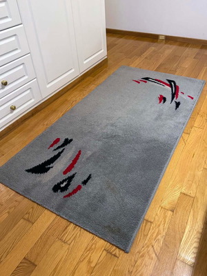 Modern gray rug used, runner 156 x 81 cm