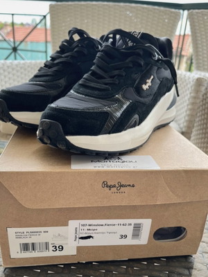 Pepe Jeans black unisex sneakers with suede details, size 39, new