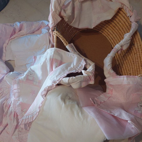Baby Bassinet Pink Bunny Complete Set Like New