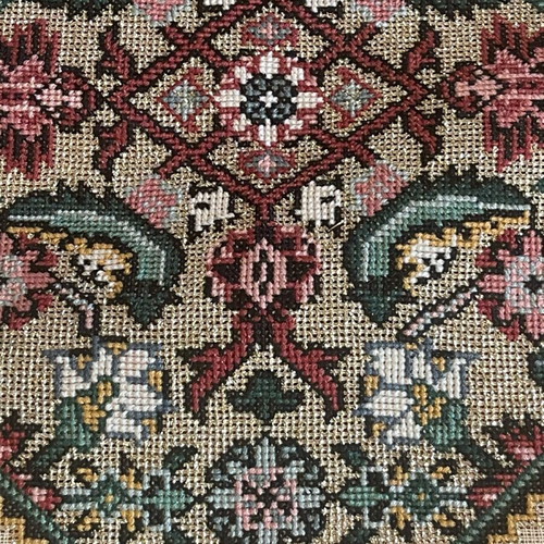 Handmade square with golden lace like new