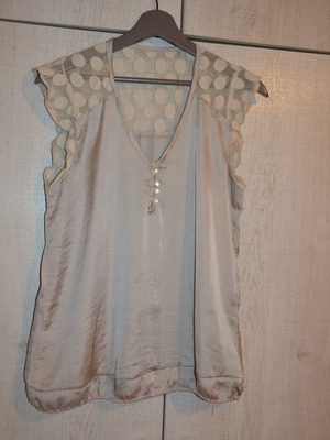 Satin blouse used, size M, beige