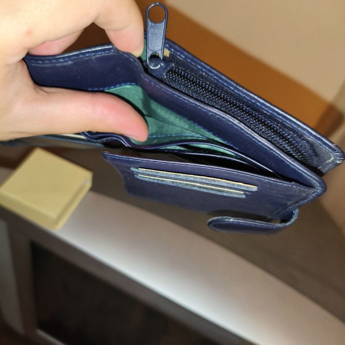 Renato Balestra leather wallet used, navy blue, Vera Pelle Italy