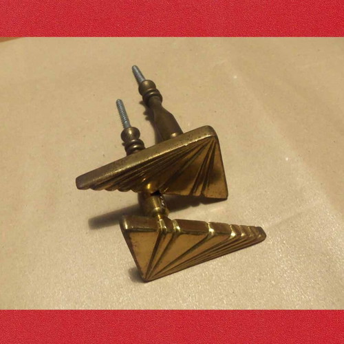 Metal door handles with designs for wooden door, used, set of 2, 10 cm length