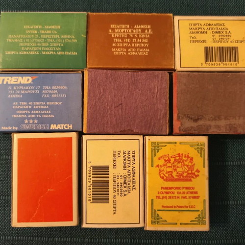 Matchboxes used vintage collection Dimex Trend Cricket Simco Falcon