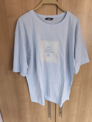 Βαμβακερό μπλουζάκι oversized καινούργιο, μπλε, μέγεθος L