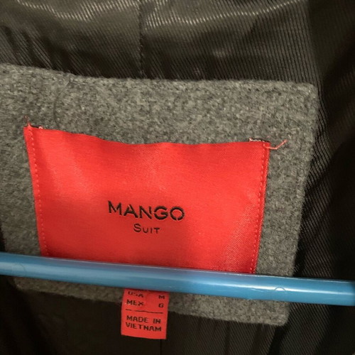 Mango gray mid-length coat with belt like new