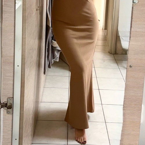 Zara maxi skirt new, 95% cotton, mermaid nude taupe high-waisted