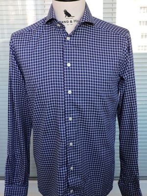 Eton men's long sleeve shirt blue and white check, like new, size S
