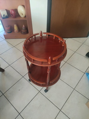 Wooden bar cart for drinks like new with wheels