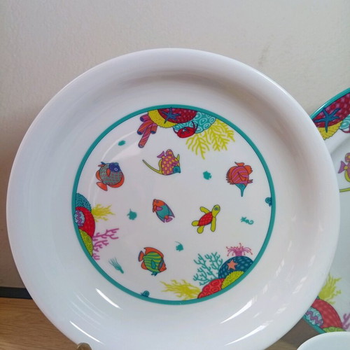 Auerhahn Porcelain children's dinner set Ocean, 3 pieces