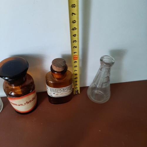 Set of 15 vintage pharmacy glass bottles