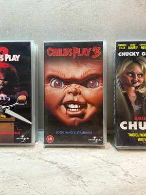 Childs Play 2,3,4 βιντεοκασέτες μεταχειρισμένες, πακέτο 3 ταινιών στα αγγλικά χωρίς υπότιτλους