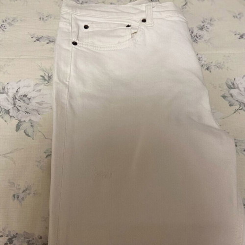 Zara white cropped jeans with rips like new, size 44