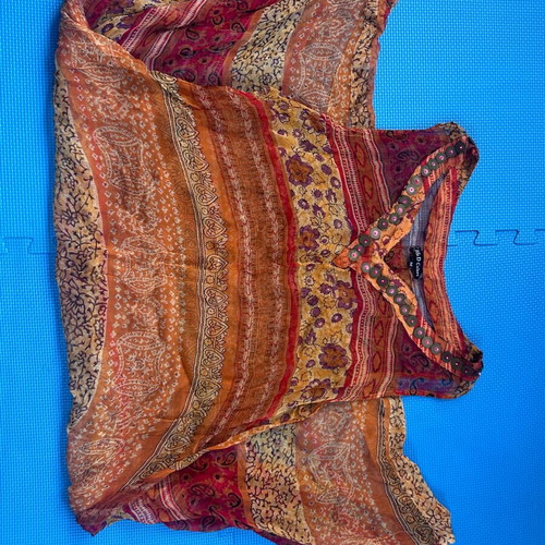 Boho beach coverup sheer maxi summer dress size M, made in India