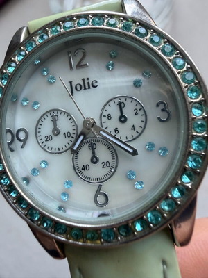 Jolie women's wristwatch used, silver and turquoise