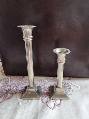 Vintage Silver Plated Candlesticks Set of 2 Art Deco