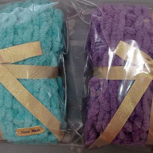Handmade Alize Puffy Scarf turquoise, made to order