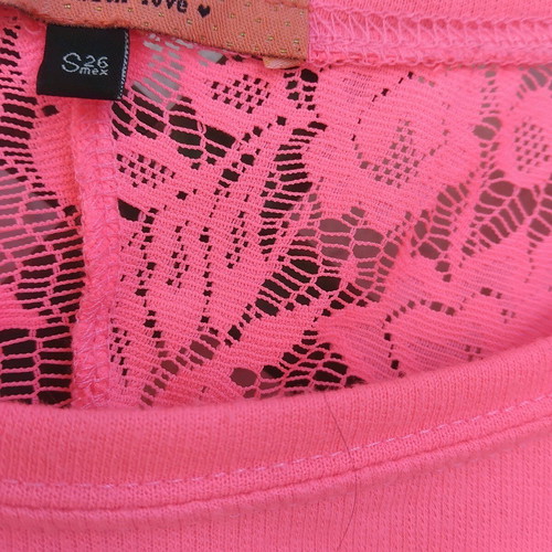 Bershka blouse with lace 3/4 sleeve fluorescent pink like new