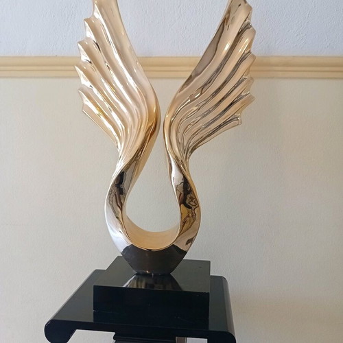 Wooden room decor like new with golden wings and hidden cabinet