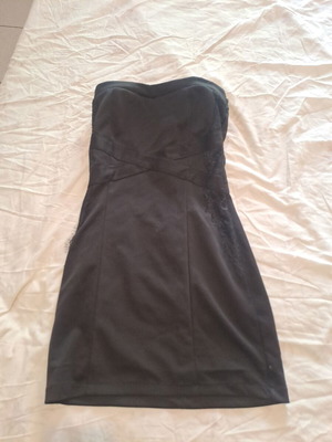 Strapless mini dress with satin details like new, black