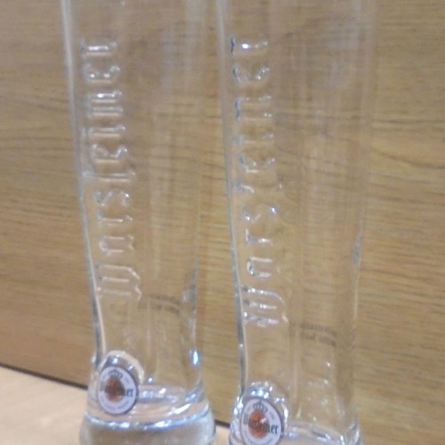 Warsteiner beer set of two promotional glasses 300ml used