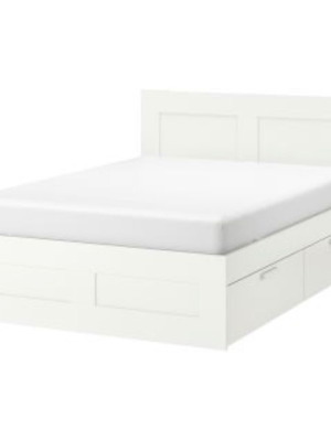 BRIMNES bed with storage and headboard, 160x200 cm