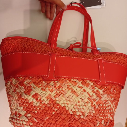 Armani Exchange straw beach bag new, red and beige