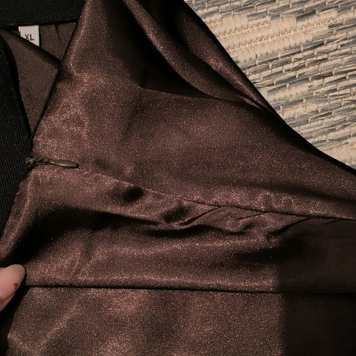Satin midi skirt brown Trendyol new, with side zipper