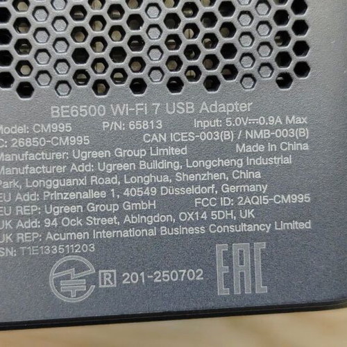 Ugreen BE6500 WiFi 7 Dongle adapter for desktop computer new