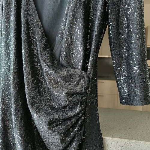 Black dress with sequins Sfera new, short long-sleeve