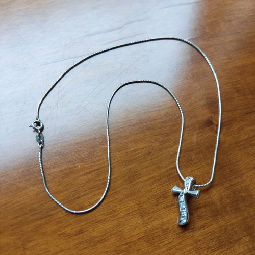 Modern cross like new stainless steel with 40cm chain