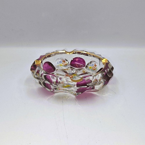Crystal Ashtray used hand-painted with gold and rotten apple flower designs