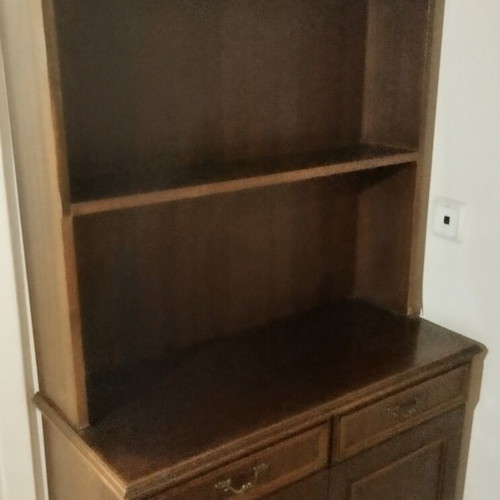 Classic Walnut Hall Cabinet with Shelves and Cupboards used