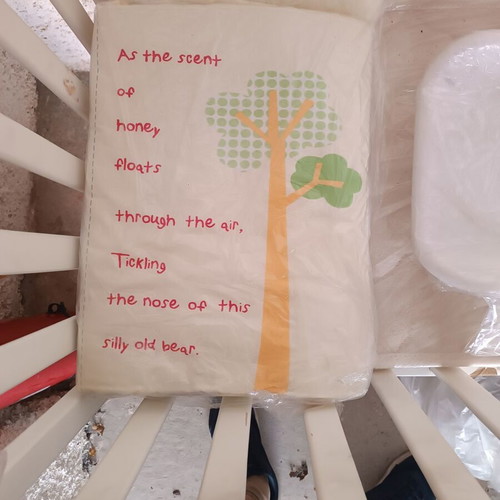 Baby Cot with Mattress, Scale and Quilt like new