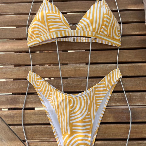 Baroos bikini new, size L, white and yellow