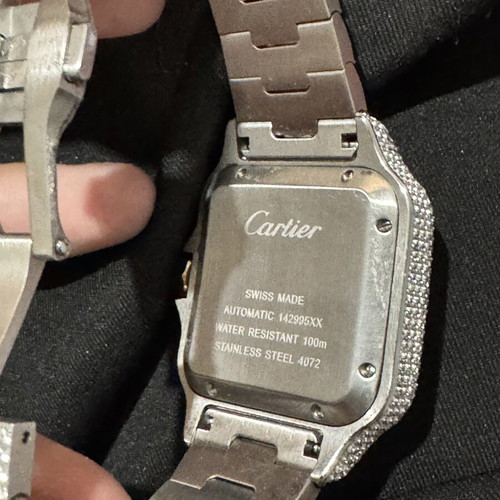 Cartier Santos iced out watch with Moissanite stones, 40mm unisex