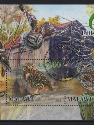 Φεγιέ 2022 Malawi Little Owl με 2 γραμματόσημα καινούργιο