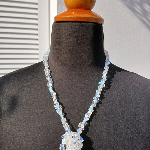 Opalite necklace 45cm elastic fishing line without clasp like new
