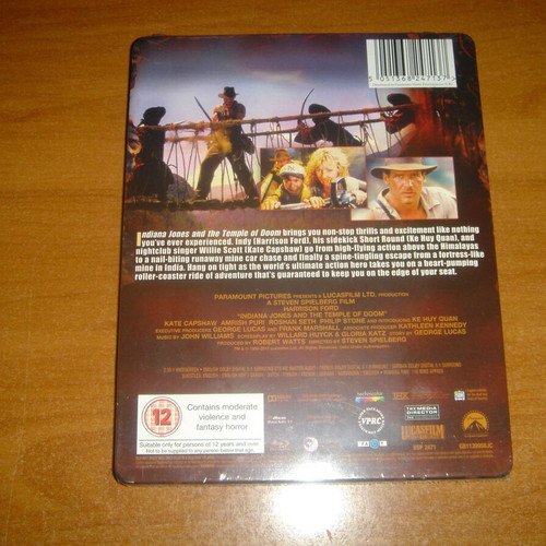 Indiana Jones και ο Ναός του Χαμένου Θησαυρού Blu-Ray steelbook καινούργιο, αγγλική έκδοση